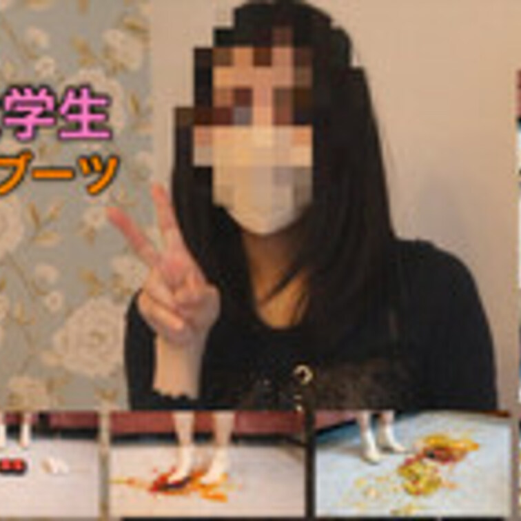 SP2【顔出しあり‼︎】22歳大学生が私物のショートブーツで色々な食べ物を粗末に踏みつける！