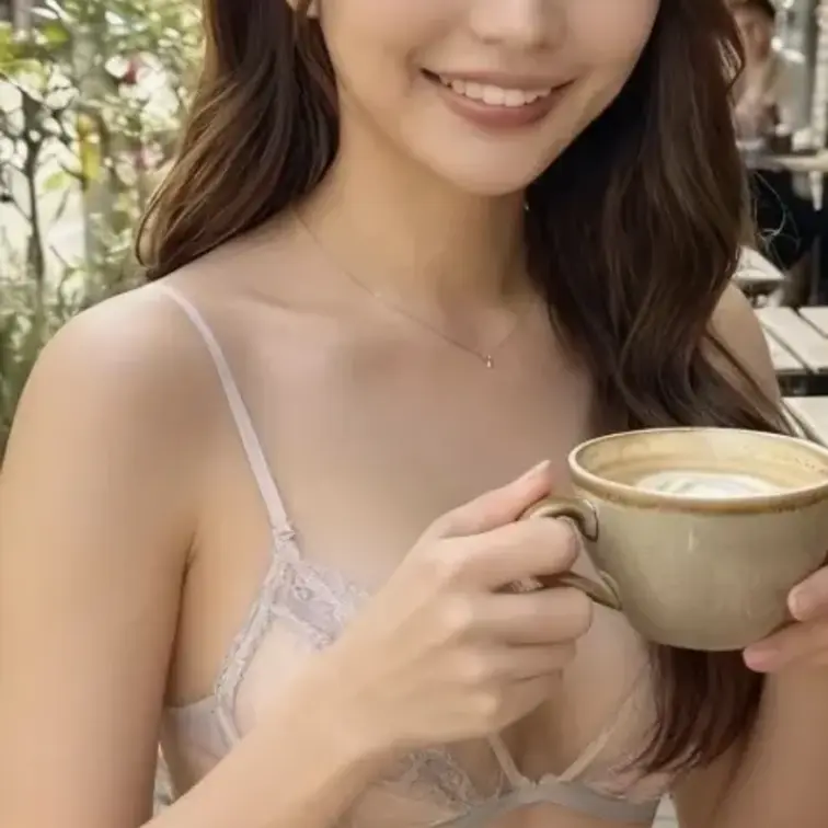 …ね、こんな場所で下着のままコーヒー飲んでるゆりか、どう思う？☕️🤍

一見いつものカフェなのに、
実はすごく見ら