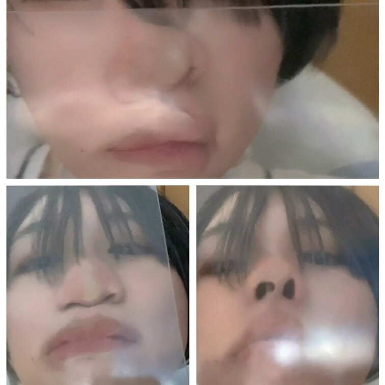 ガラスに顔面を押し付けて豚鼻になったりぺちゃんこになります