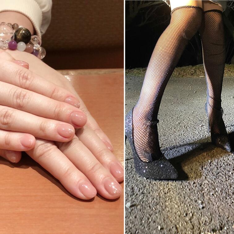 土曜日のお昼にネイル💅★*夕方に届いた12cmのピンヒール👠お色気ムンムンの網タイツ🎀今日、私は女になる( ु ›ω‹