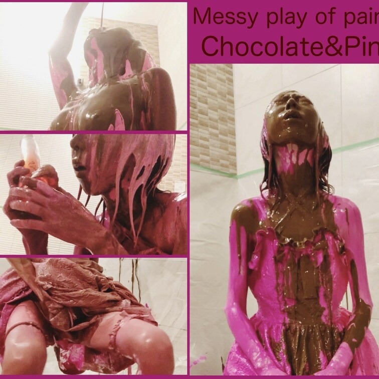 Messy play of paints  Chocolate&Pink

ピンクとブラウンのペイントを使ったメッシ