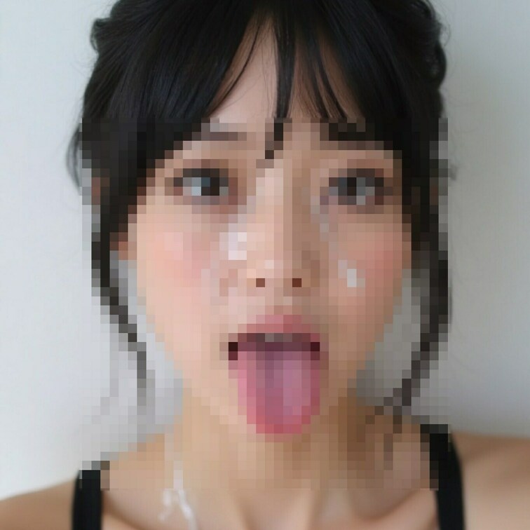 舌を出して顔射された美女。有料プランにキレイな写真を載せてます!