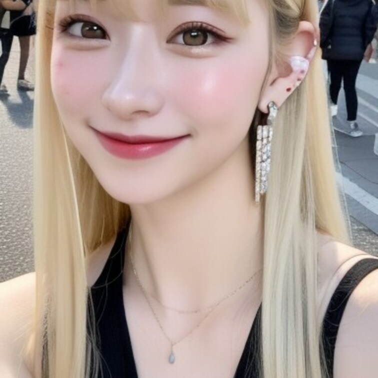 ロングヘアー、ノースリーブ