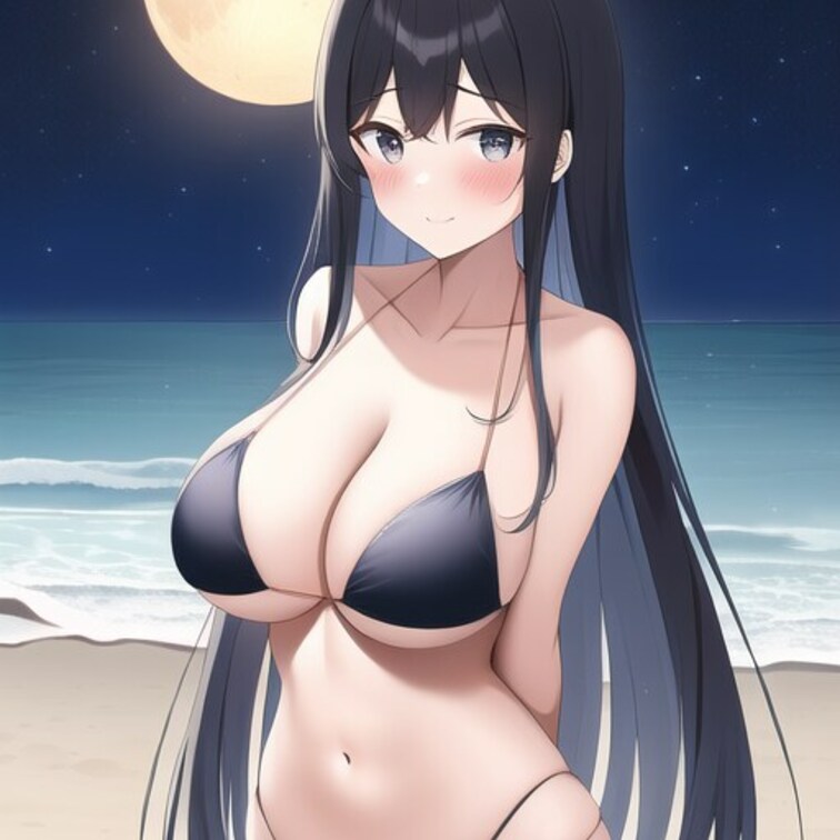 月夜と水着。