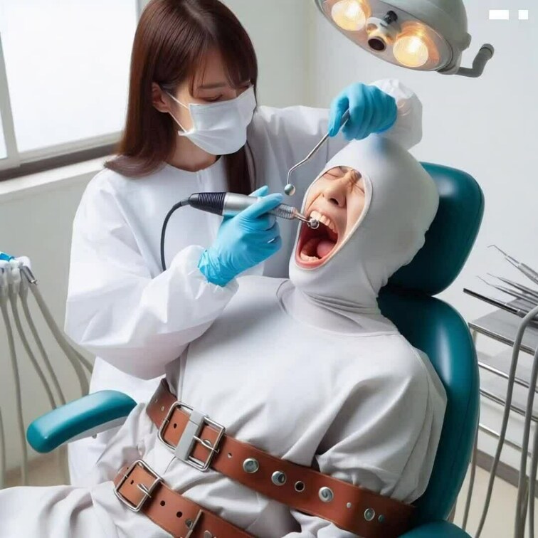 削るよ！泣かない！！！口開けて！
