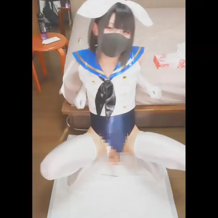 スク水白ニーソ島風くん♂の腰ふりふりディルドアナニー